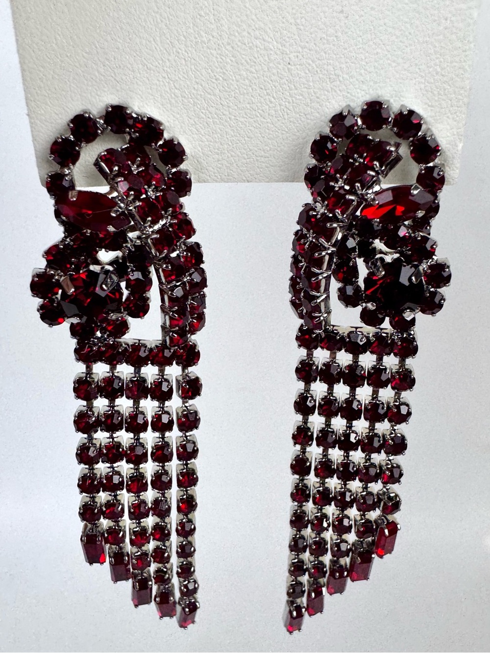 Free People Follow The Rhythm Rhinestone Earrings Red Statement Chandelier